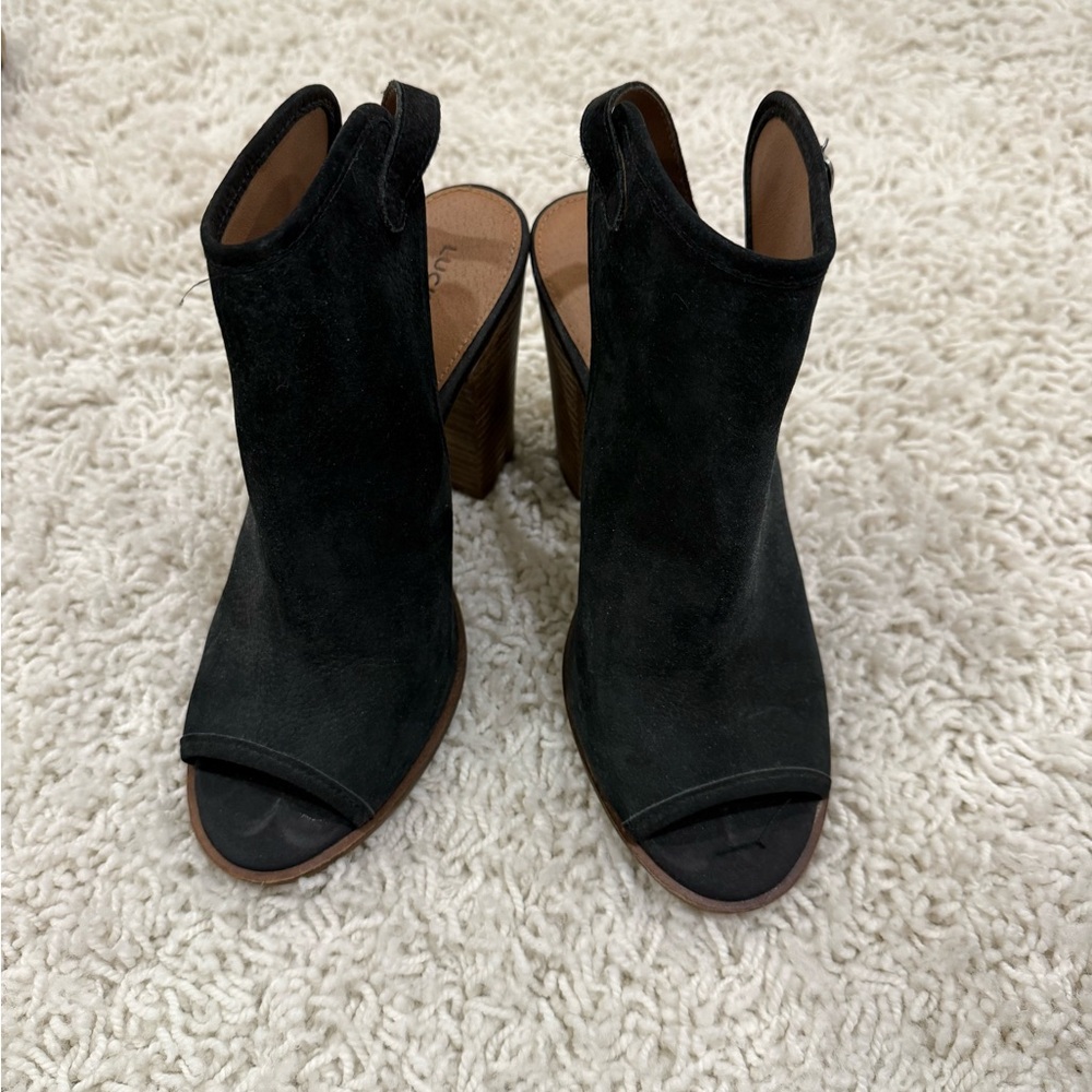 Lucky Brand Black Suede Heeled Boots